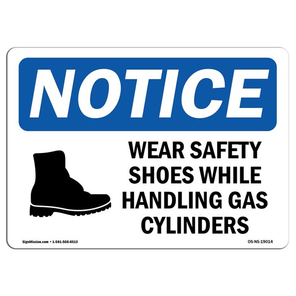 Signmission OSHA Sign, Wear Shoes While Handling With Symbol, 24in X 18in Rigid Plastic, 24" W, 18" H, Landscape OS-NS-P-1824-L-19014 - main
